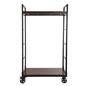 Mahogany wood mobile industrial retail dual shelf armoire rack