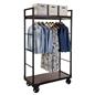 Metal pipe mobile industrial retail dual shelf armoire rack