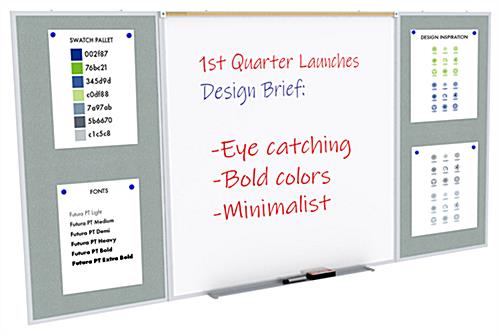 Whiteboard with tack board and dry erase markers 
