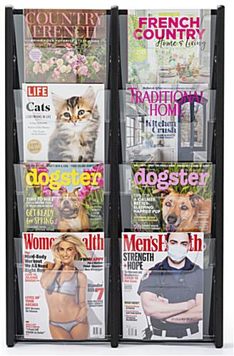 21.3 inch x 33.5 inch 8 pocket magazine holder with 2 columns for displaying reading content 