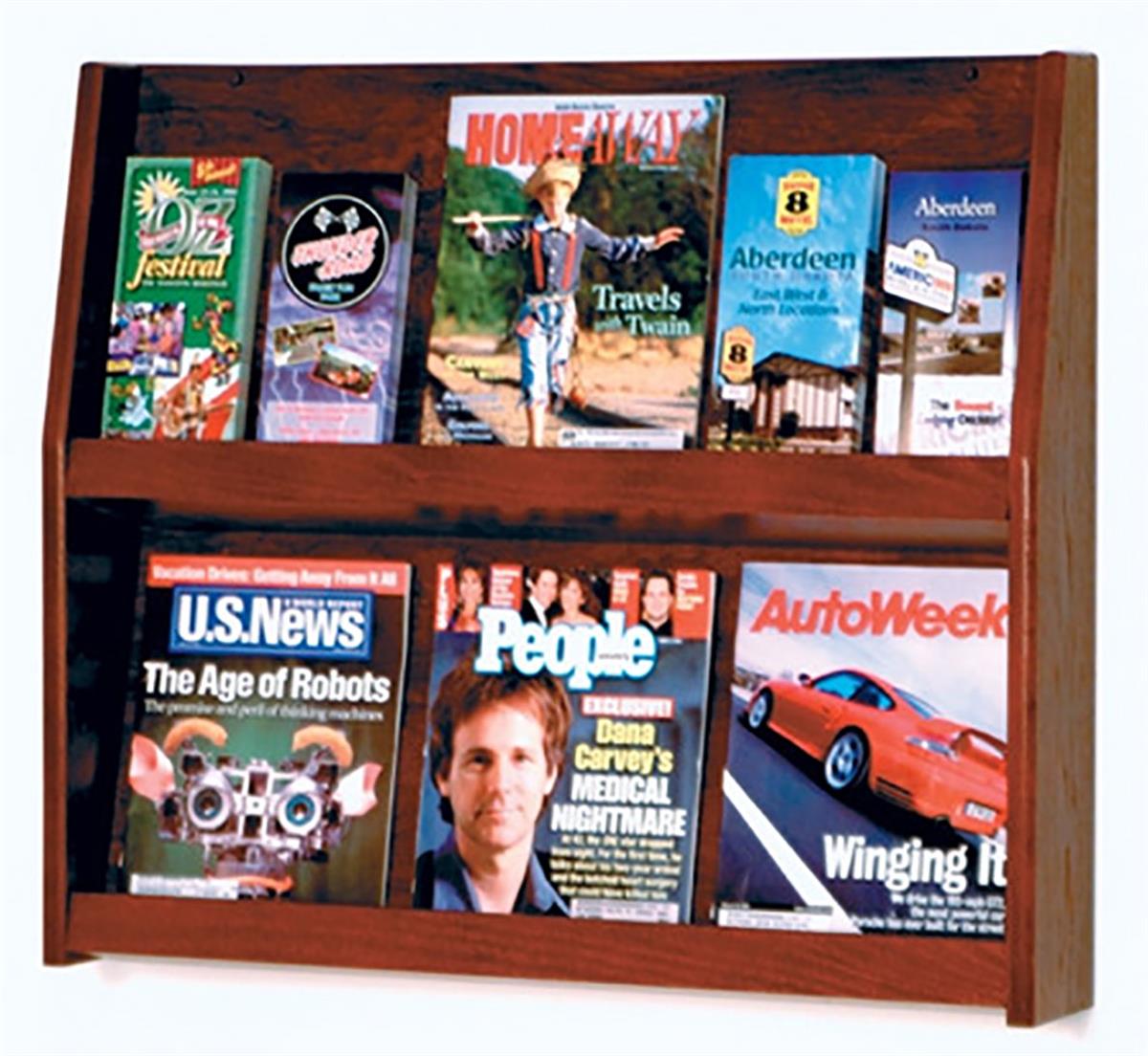 Shelf Magazine Holder for Wall Oak Wood with Mahogany Finish