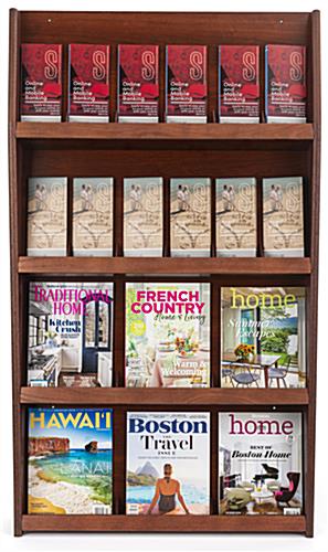 Wooden wall mount magazine shelves 