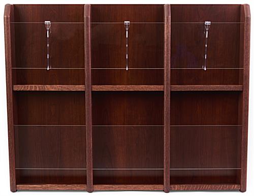 Wood wall magazine rack with 2 tiers 