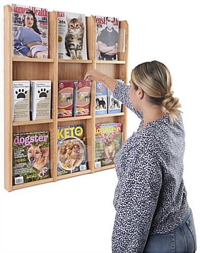 3 tier magazine display holds a variety of literature 