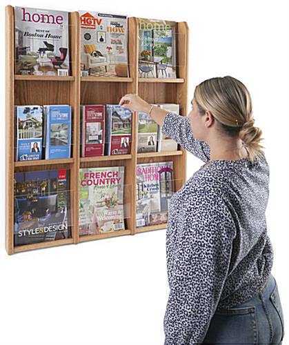 Wall hanging 9 magazine display includes mounting hardware 