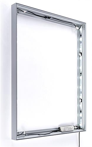 24 x 36 SEG fabric frame light box with brushed silver aluminum finish