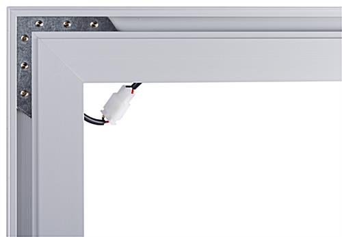 SEG fabric illuminated wall frame with sturdy corner connections