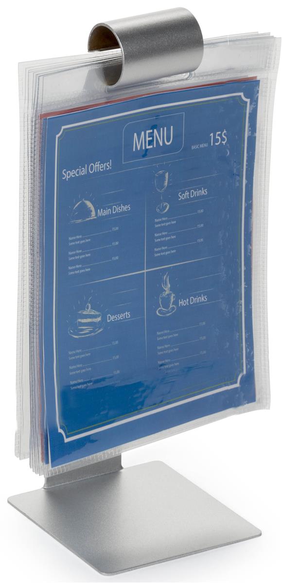Stainless Steel Flip Menu Stand Top Loading Design