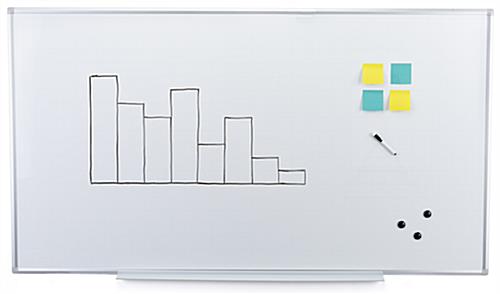 Magnetic ghost grid dry erase board with 39 inch pen tray 