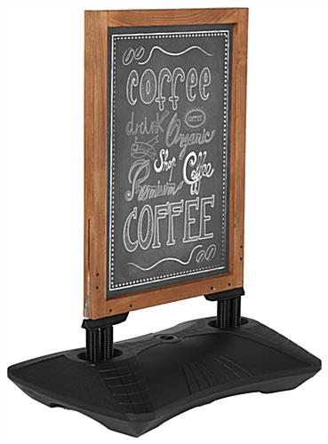 Magnetic chalkboard sign with spring connectors for wind resistance