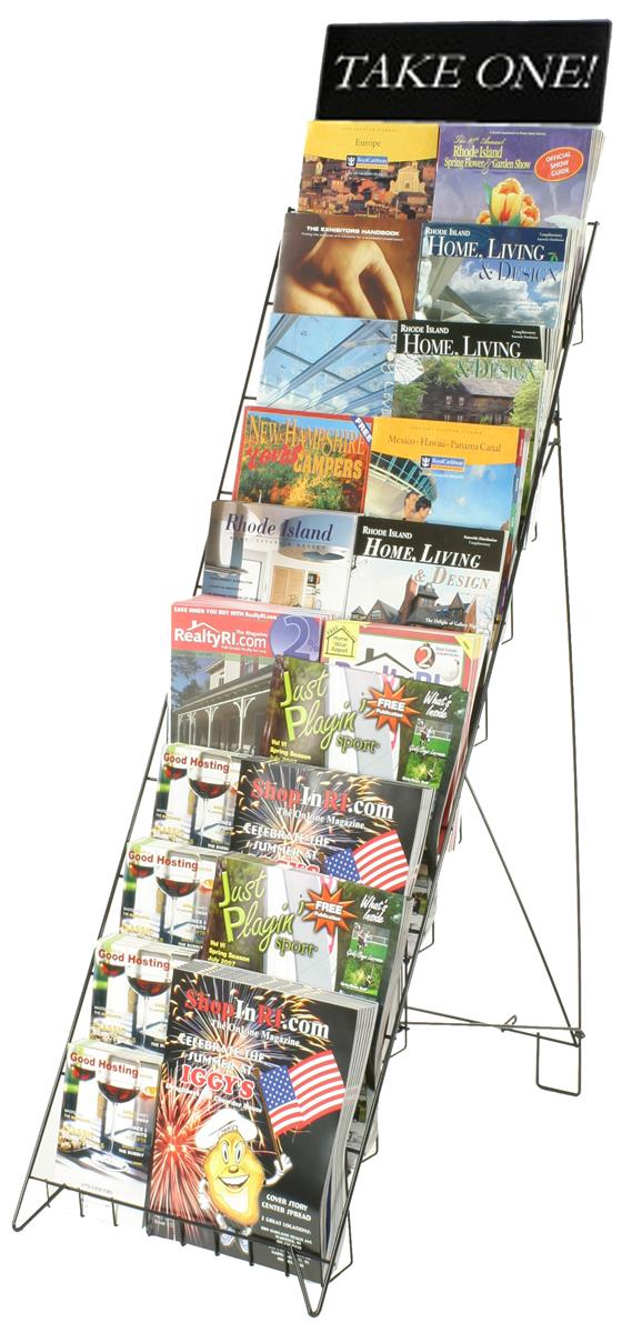 Wire Stand 10Tier Literature Rack w/ Open Display Shelves