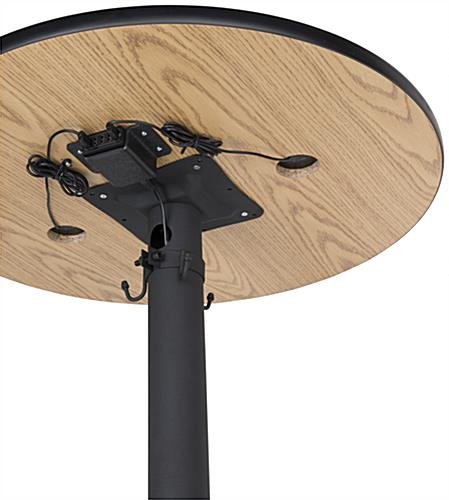 Wireless charging tall round table with USB power hub