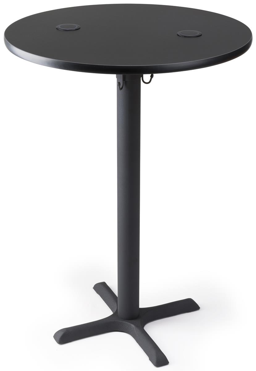 Wireless Charging Tall Round Table 30w 42h Black W 2 Chargers