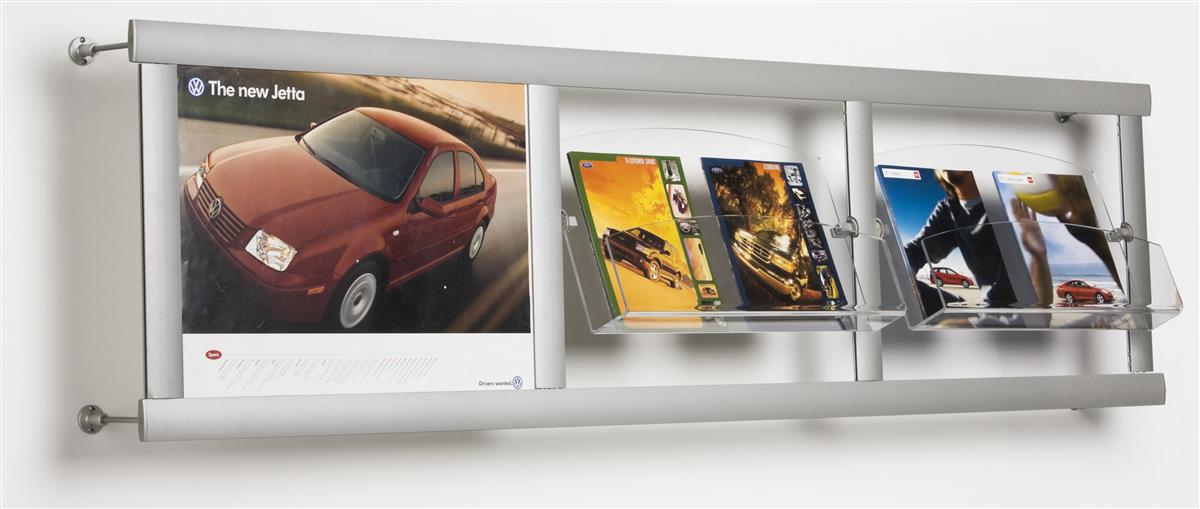 Wall Catalog Racks w/ Adjustable Acrylic Pockets & Poster Frame