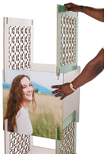 Custom interlocking panel display tower with designer feature