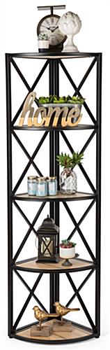 Commercial 5-shelf rustic corner display rack