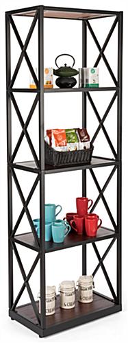 5-tier industrial rustic shelving unit with steel frame