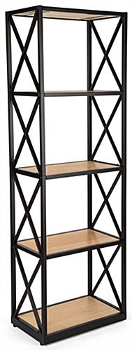 Industrial rustic 5-tier shelving unit with natural stain