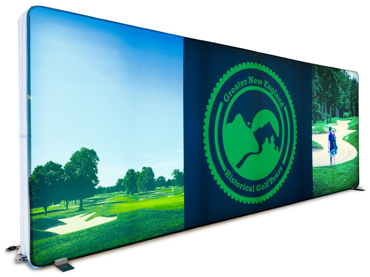 20' backlit trade show backdrop with custom graphics