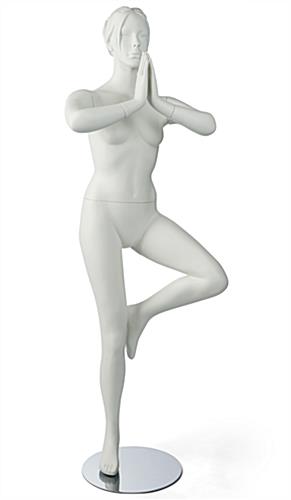 Matte White Yoga Mannequin with Chrome Metal Base