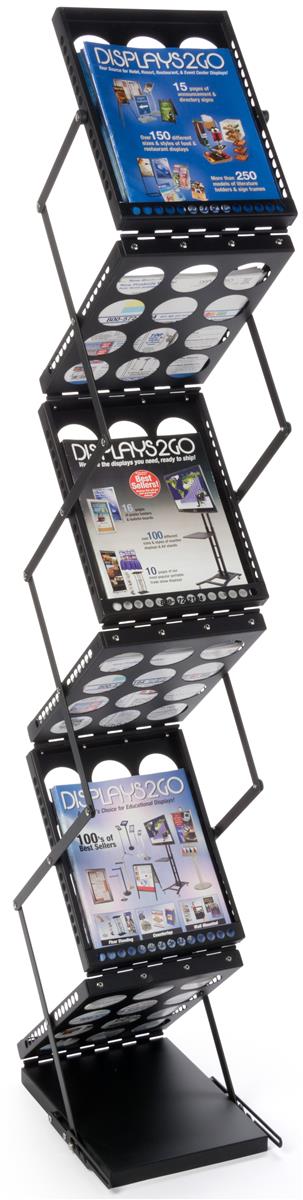 Steel Brochure Stands Fold Down Metal Magazine Racks   Zzor6blk.ra1 Zoom 