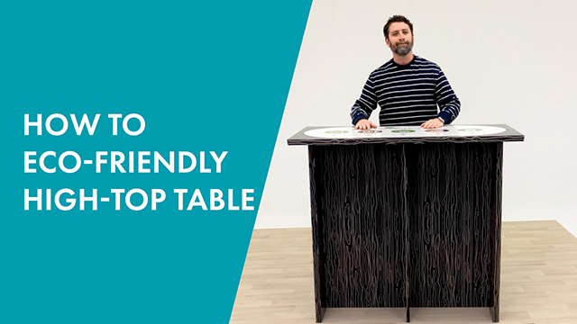 Our eco-friendly event table has a durable build and 100% recyclable design, making it a great trade show necessity. Made of Xanita board, a sustainable alternative to MDF, its stable characteristics will get you through several shows a season. Our online designer tool will provide you with endless customization options. The FSC-certified substrate is a great way to make a more sustainable swap for your next trade show. 