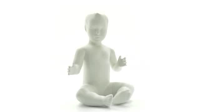 Sitting Baby Mannequin Matte White Fiberglass
